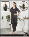 Buy Florea - 3 Pcs Nighty Set With Gown - 001 in Pakistan