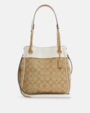 Buy Coach Cammie Chain Signature Canvas Leather Bucket Small Bag - Khaki Chalk in Pakistan