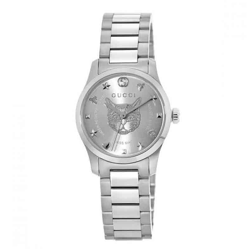 Buy Gucci Women's Swiss Made Quartz Silver Stainless Steel Silver Dial 27mm Watch YA126595 in Pakistan