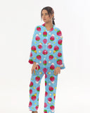 Buy Linen Pajama Suit with Scrunchie - Strawberry Dream in Pakistan