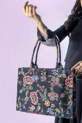 Buy Canvas Tote Bag Black Floral in Pakistan