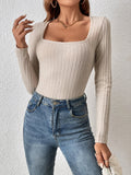 Buy SHEIN Essnce Square Neck Ribbed Knit Bodysuit in Pakistan