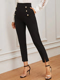 Buy Shein Double Button Split Hem Pants in Pakistan