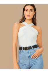 Buy SHEIN BAE Form-Fitting Crisscross Halter Top in Pakistan