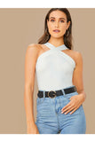 Buy SHEIN BAE Form-Fitting Crisscross Halter Top in Pakistan