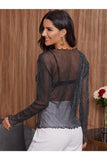 Buy Shein Lettuce Trim Mesh Top Without Bra in Pakistan