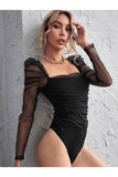 Buy Shein Leg of mutton Sleeve Ruched Bodysuit in Pakistan