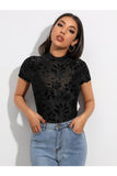 Buy SHEIN Flocked Floral Sheer Mesh Top Without Bra in Pakistan
