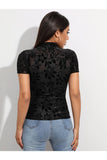 Buy SHEIN Flocked Floral Sheer Mesh Top Without Bra in Pakistan