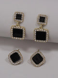 Buy Shein 2pairs Rhinestone Decor Geo Earrings in Pakistan