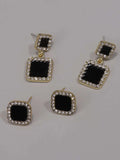 Buy Shein 2pairs Rhinestone Decor Geo Earrings in Pakistan
