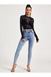 Buy SHEIN Mock-Neck Flocked Mesh Top Without Bra in Pakistan