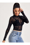 Buy SHEIN Mock-Neck Flocked Mesh Top Without Bra in Pakistan