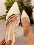Buy Shein Rhinestone Decor Point Toe Chunky Heeled Mules in Pakistan