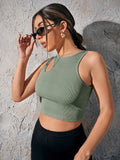 Buy Shein Asymmetrical Neck Rib Knit Crop Top in Pakistan