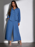 Buy Shein Bae High Low Blouse & Wide Leg Pants Set in Pakistan