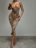Buy Shein Sxy Leopard Print Strap Detail Bodycon Dress in Pakistan
