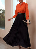 Buy Shein Modely Solid High Waist Belted Pleated Skirt in Pakistan