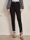 Buy Shein Unity Single Button Split Hem Skinny Pants in Pakistan
