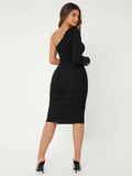 Buy Shein Sxy One Shoulder Ruched Bodycon Dress in Pakistan