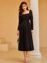 Buy SHEIN Dobby Mesh Panel Ruched Pleated Dress in Pakistan