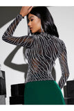 Buy SHEIN BAE Lettuce Trim Glitter Sheer Mesh Top Without Bra in Pakistan