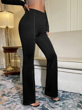 Buy Shein Bae Rhinestone Chain Detail Slit Hem Flare Leg Pants in Pakistan