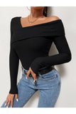 Buy Shein Asymmetrical Neck Waffle Knit Tee Bodysuit in Pakistan