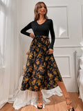 Buy SHEIN Floral Print Belted A-line Dress in Pakistan