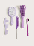 Buy SHEIN Hairdressing Comb Five-Piece Set Hair Dyeing Comb Stainless Steel Mouse Tail Comb Multi-Color Home Smooth Hair Comb Anti-Tangle Brush Set Massage Comb, Hair Brush/Hair Comb in Pakistan