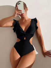 Buy SHEIN Plain Frill Trim One Piece Swimsuit in Pakistan