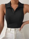 Buy SHEIN Solid Ribbed Knit Tank Top in Pakistan