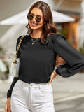 Buy Shein Lantern Sleeve Keyhole Back Blouse in Pakistan