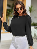 Buy Shein Lantern Sleeve Keyhole Back Blouse in Pakistan