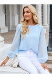 Buy Shein Lantern Sleeve Keyhole Back Blouse in Pakistan