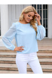 Buy Shein Lantern Sleeve Keyhole Back Blouse in Pakistan