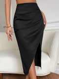 Buy Shein High Waist Ruched Asymmetrical Hem Skirt in Pakistan