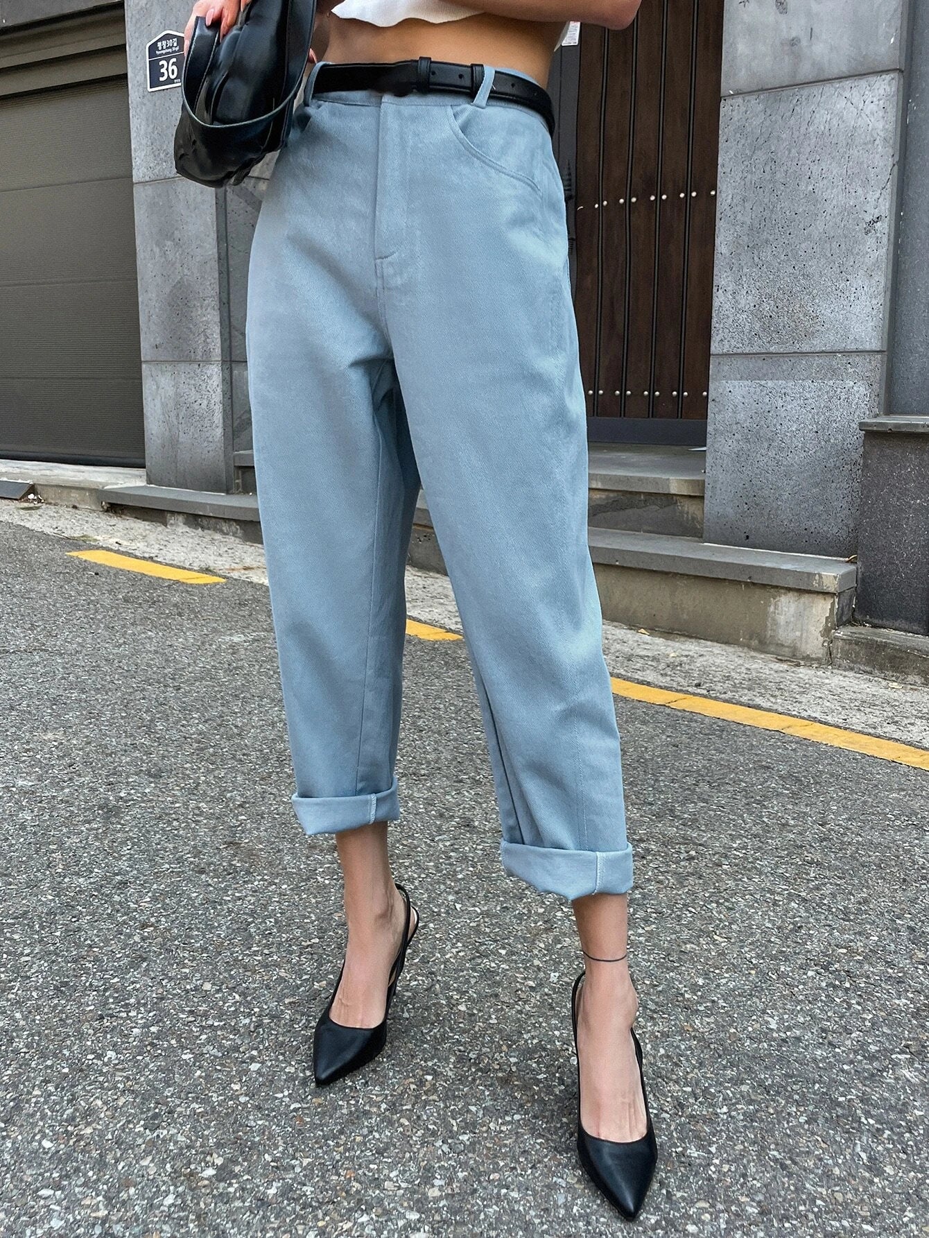 Buy Shein Dazy High Waist Straight Leg Pants Without Belt in Pakistan