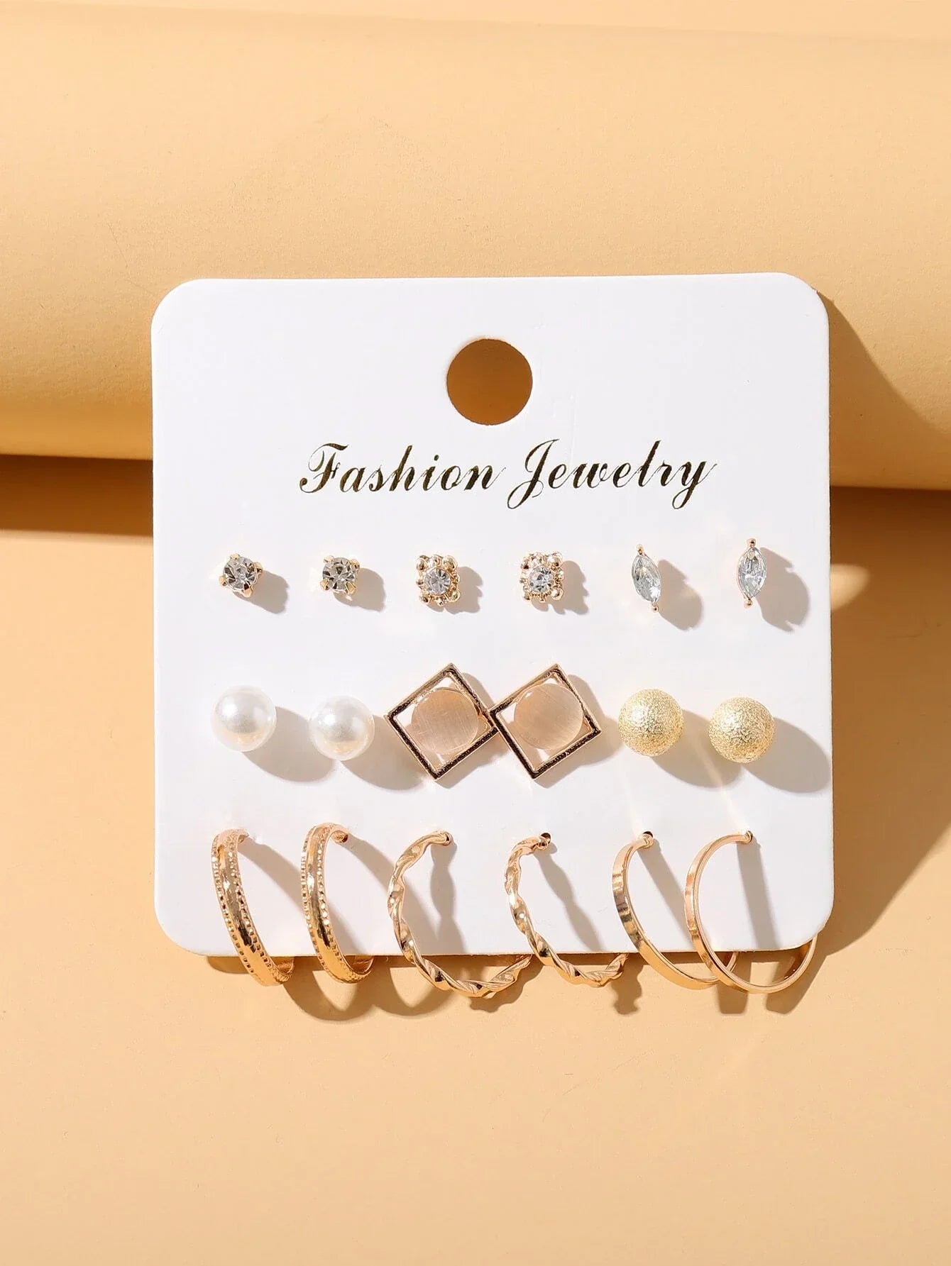Buy Shein 9pairs Rhinestone & Faux Pearl Detail Earrings in Pakistan