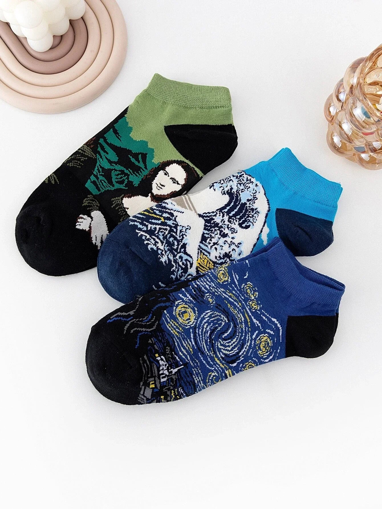 Buy Shein 3pairs Galaxy & Figure Graphic Ankle Socks in Pakistan