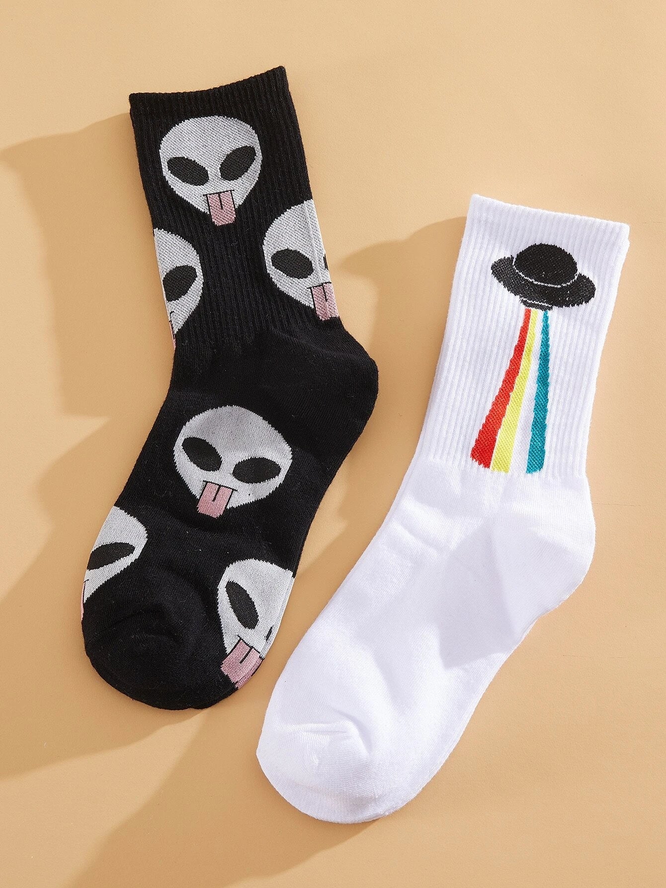 Buy Shein 2pairs Graphic Crew Socks in Pakistan