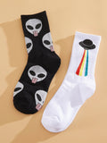 Buy Shein 2pairs Graphic Crew Socks in Pakistan