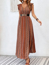 Buy SHEIN Geo & Floral Print Ruffle Trim Split Thigh Dress Without Belt in Pakistan