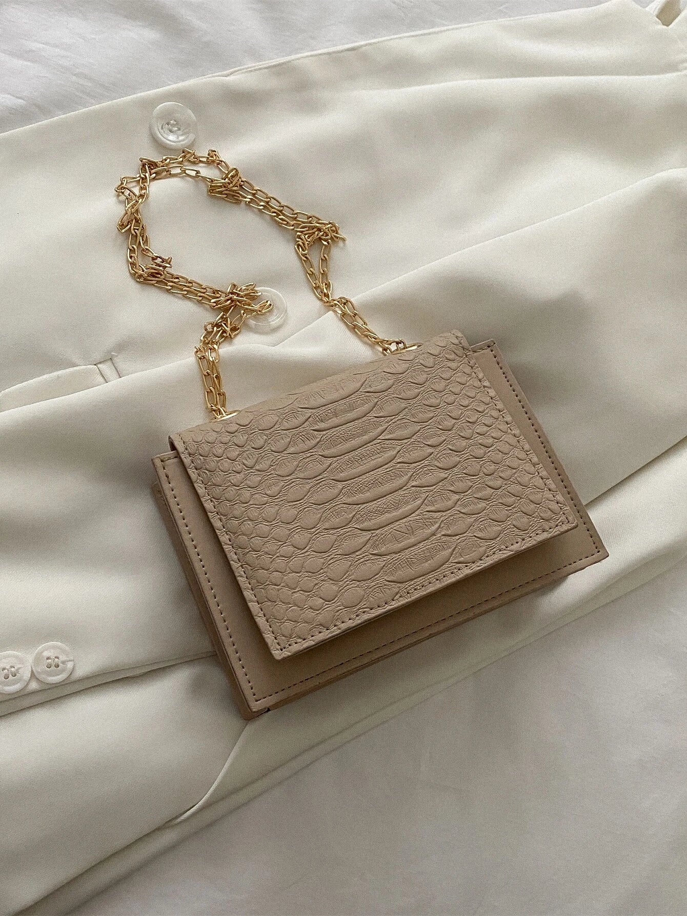 Buy Shein Mini Snakeskin Embossed Chain Square Bag in Pakistan