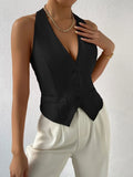 Buy Shein Bizwear Solid Button Front Waistcoat in Pakistan