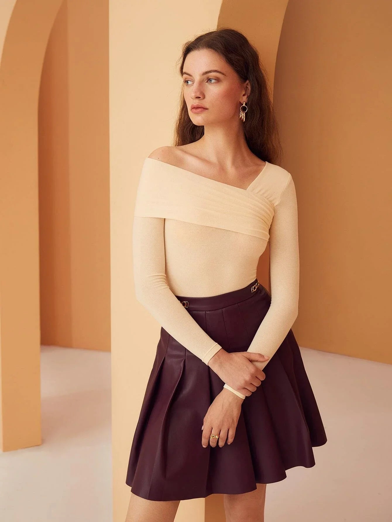 Buy Shein Bizwear Asymmetrical Neck Rib Knit Top in Pakistan