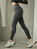 Buy Shein Dazy Striped Panel Yoga Leggings Marled Knit Tummy Control Athletic Tights in Pakistan
