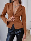 Buy Shein Sollinarry Lapel Collar Split Sleeve Blazer in Pakistan