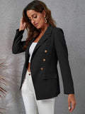 Buy Shein Lapel Collar Double Breasted Flap Detail Blazer in Pakistan