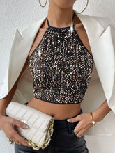 Buy Shein Open Back Crop Sequins Halter Top in Pakistan